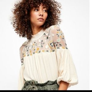 Free People Monday Morning Embroidered Cotton Top
